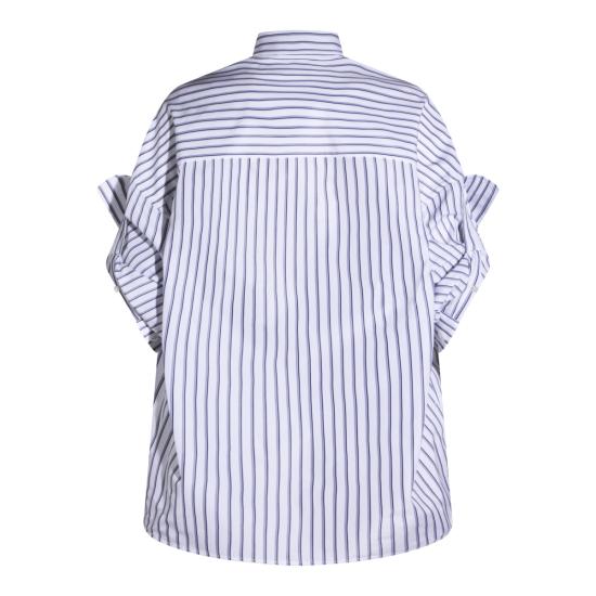 26SS 발렌시아가 턱드 슬리브 셔츠 857833 TTM339086 WHITE BLUE - BALENCIAGA