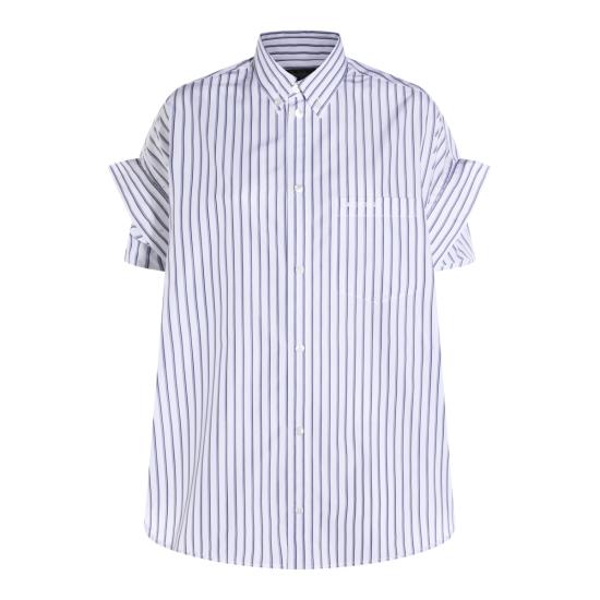 26SS 발렌시아가 턱드 슬리브 셔츠 857833 TTM339086 WHITE BLUE