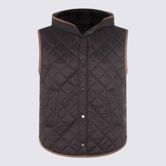 26SS 브루넬로 쿠치넬리 Thermore® 매트 나일론 퀼팅 후드 웨이스트코트 MR4057999 C2126 Carbone