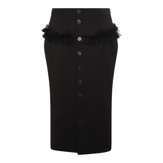 25FW 알렉산더 맥퀸 미디 스커트 839515 QJAAC1000 BLACK - ALEXANDER MCQUEEN