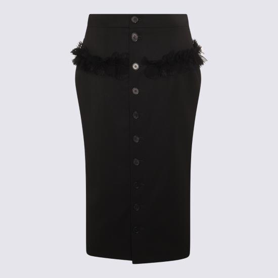 25FW 알렉산더 맥퀸 미디 스커트 839515 QJAAC1000 BLACK - ALEXANDER MCQUEEN