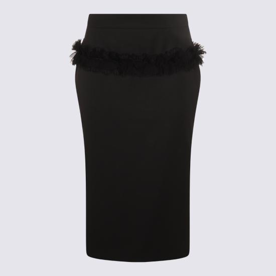 25FW 알렉산더 맥퀸 미디 스커트 839515 QJAAC1000 BLACK - ALEXANDER MCQUEEN