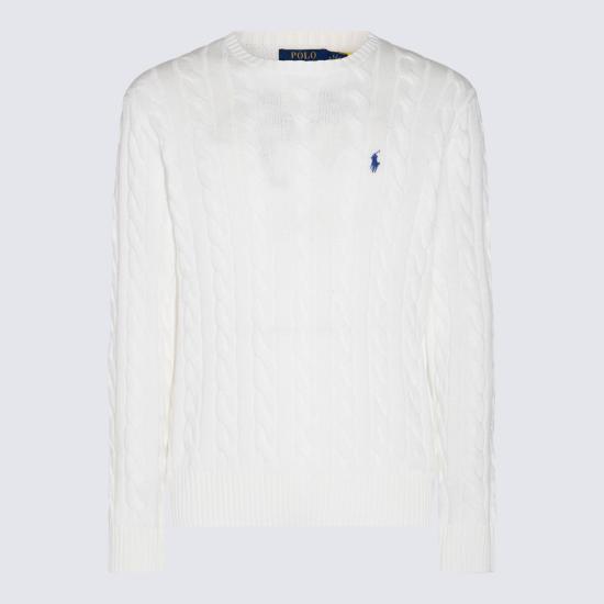 26SS 폴로 랄프로렌 로고 자수 케이블 니트 스웨터 710775885033 White