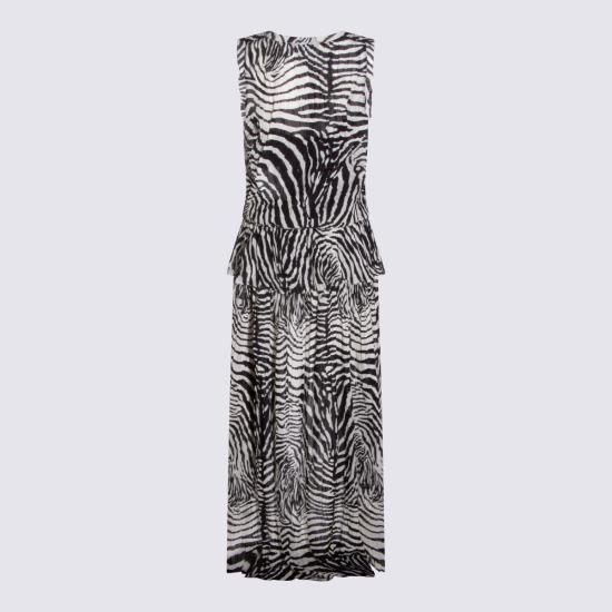 26SS 블루마린 롱 원피스 P622A767A M1039 NATURAL WHITE BLACK - BLUMARINE