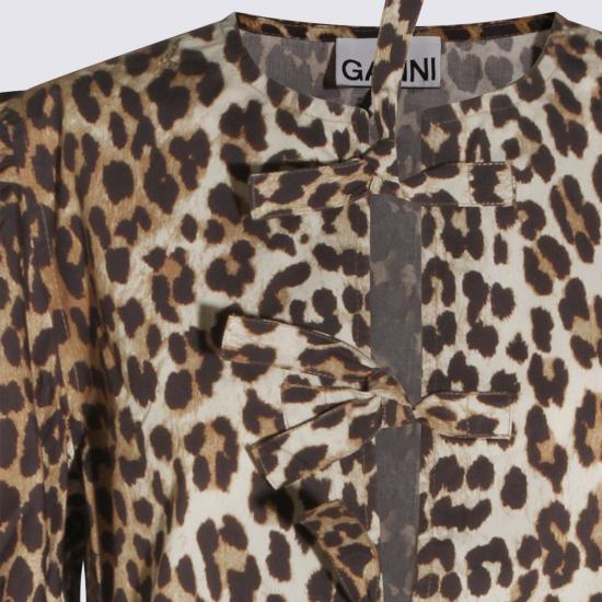 26SS 가니 프린티드 타이 스트링 포플린 미니 드레스 F9758 943 LEOPARD - GANNI