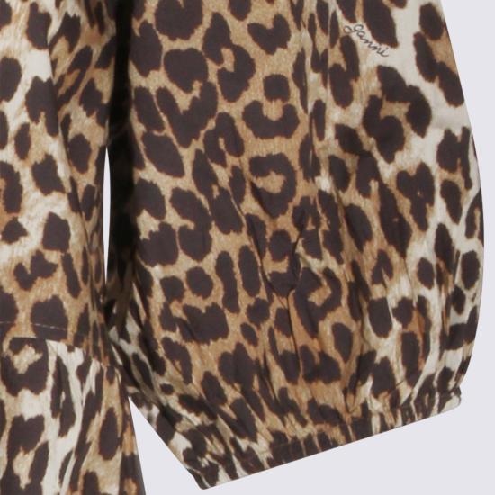 26SS 가니 프린티드 타이 스트링 포플린 미니 드레스 F9758 943 LEOPARD - GANNI