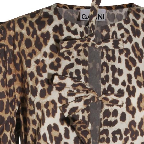 26SS 가니 프린티드 타이 스트링 포플린 미니 드레스 F9758 943 LEOPARD - GANNI