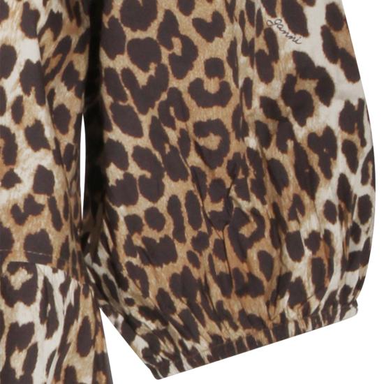 26SS 가니 프린티드 타이 스트링 포플린 미니 드레스 F9758 943 LEOPARD - GANNI