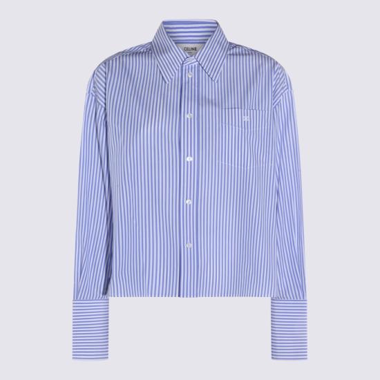 26SS 셀린느 스트라이프 코튼 포플린 크롭 셔츠 RC0941389 CBA0 CRAIE BLEU CIEL - CELINE