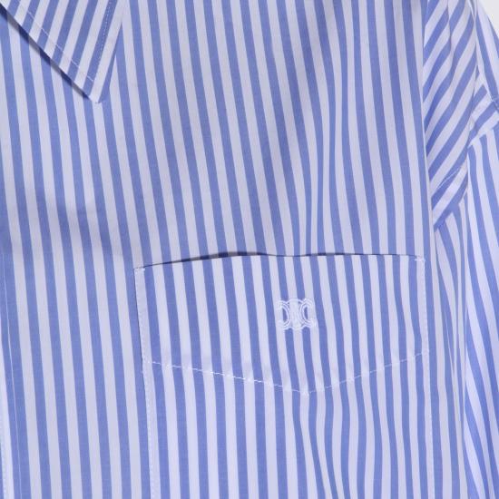 26SS 셀린느 스트라이프 코튼 포플린 크롭 셔츠 RC0941389 CBA0 CRAIE BLEU CIEL - CELINE