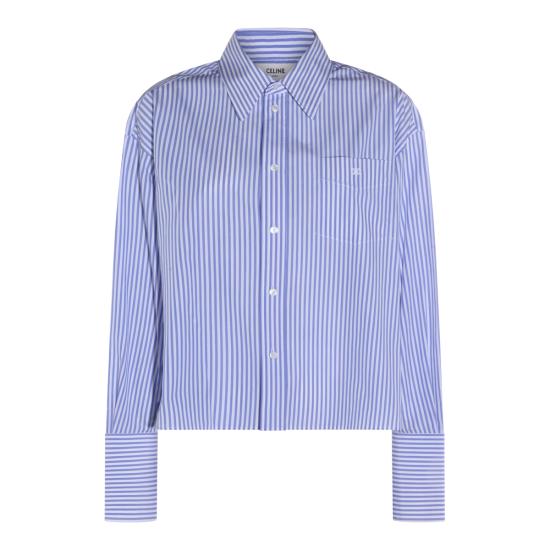 26SS 셀린느 스트라이프 코튼 포플린 크롭 셔츠 RC0941389 CBA0 CRAIE BLEU CIEL