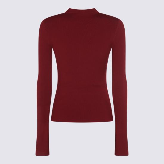 25FW 발렌시아가 로고 크루넥 니트 835494 T52316010 BURGUNDY - BALENCIAGA