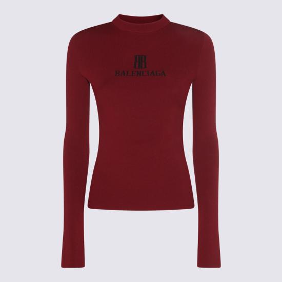 25FW 발렌시아가 로고 크루넥 니트 835494 T52316010 BURGUNDY