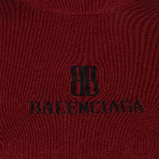 25FW 발렌시아가 로고 크루넥 니트 835494 T52316010 BURGUNDY - BALENCIAGA