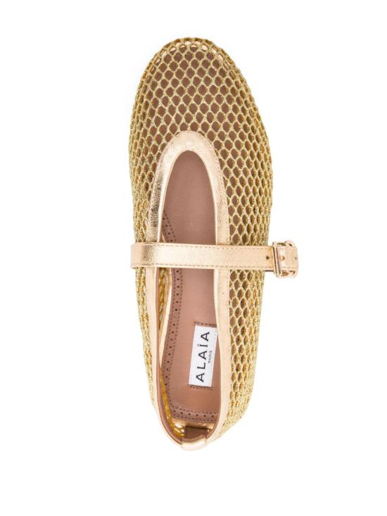 26FW 알라이아 피쉬넷 발레 플랫 AA3A029TK028 220 GOLD - ALAIA