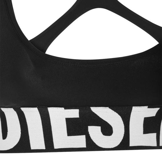26SS 디젤 로고 마이크로파이버 스포츠 브라 A18277 0PLAR9XX BLACK - DIESEL