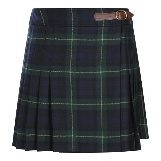25FW 셀린느 킬트 미니 스커트 RJ03D0109 GAB GREEN NAVY YELLOW