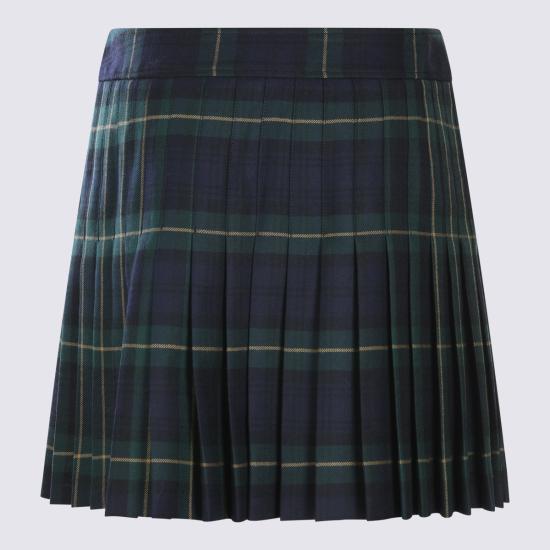 25FW 셀린느 킬트 미니 스커트 RJ03D0109 GAB GREEN NAVY YELLOW - CELINE