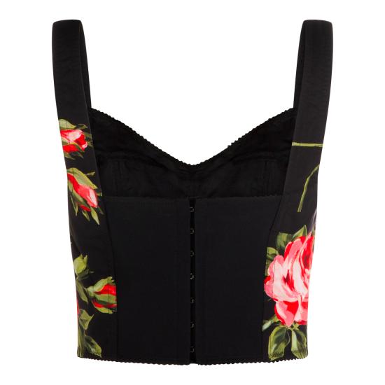 26SS 돌체앤가바나 로즈 부케 프린트 코튼 뷔스티에 탑 F7BB1T HS5UTHN5ZN ROSE F DO NERO - DOLCE & GABBANA
