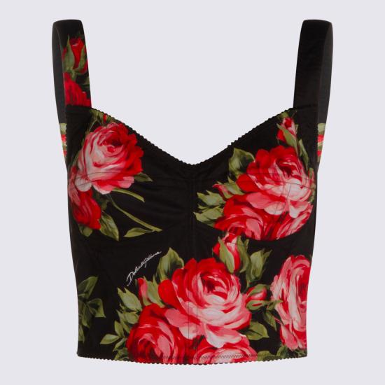 26SS 돌체앤가바나 로즈 부케 프린트 코튼 뷔스티에 탑 F7BB1T HS5UTHN5ZN ROSE F DO NERO - DOLCE & GABBANA