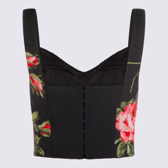 26SS 돌체앤가바나 로즈 부케 프린트 코튼 뷔스티에 탑 F7BB1T HS5UTHN5ZN ROSE F DO NERO - DOLCE & GABBANA