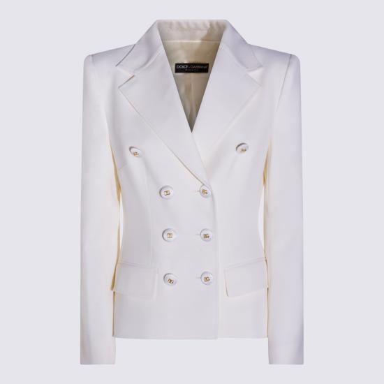 26SS 돌체앤가바나 더블 브레스티드 트윌 자켓 F27ACT FUBGCW0001 BIANCO - DOLCE & GABBANA
