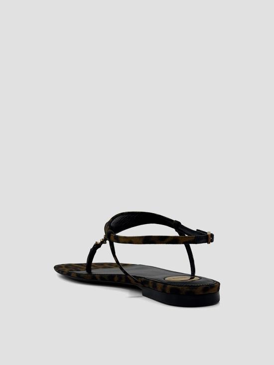 26SS 생로랑 카산드라 레오파드 프린트 플랫 샌들 860715AAC9X 2038 MNT NATURALE NERO - SAINT LAURENT