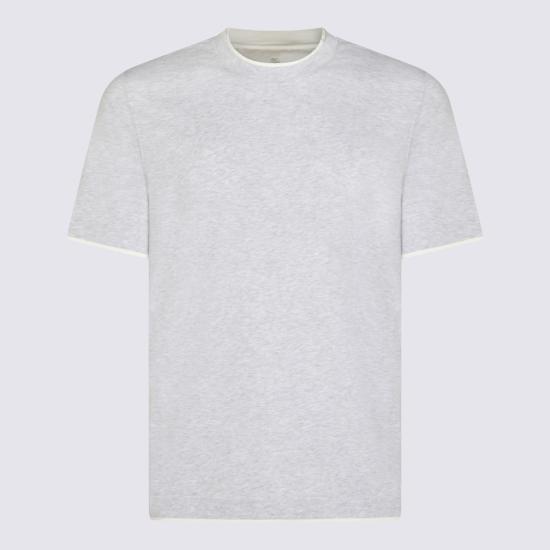 26SS 브루넬로 쿠치넬리 자수 로고 티셔츠 M0B137427 CW716 Grey