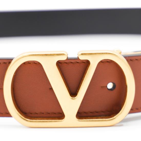 26SS 발렌티노 가라바니 가죽 벨트 8Y2T0SQ3 IYRDRN BLACK COGNAC GOLD - VALENTINO GARAVANI