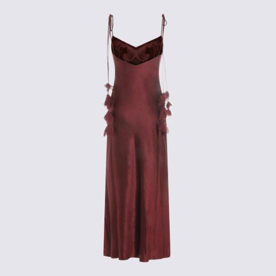 26SS 셀프 포트레이트 롱 원피스 RS26218MBU BURGUNDY - SELF PORTRAIT