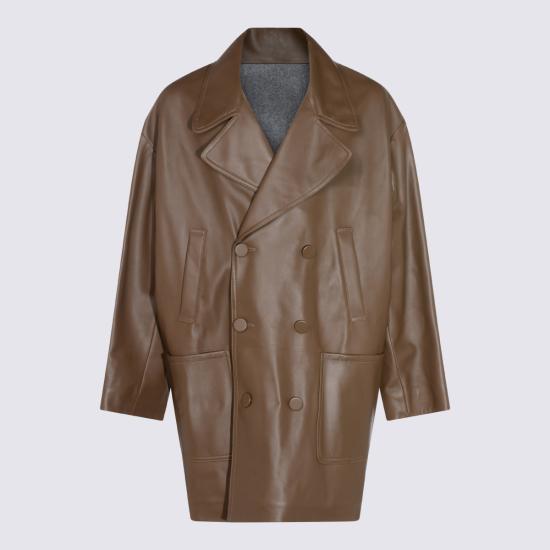 25FW 펜디 가죽 자켓 FPJ897 AQOIF1LUZ TAUPE - FENDI