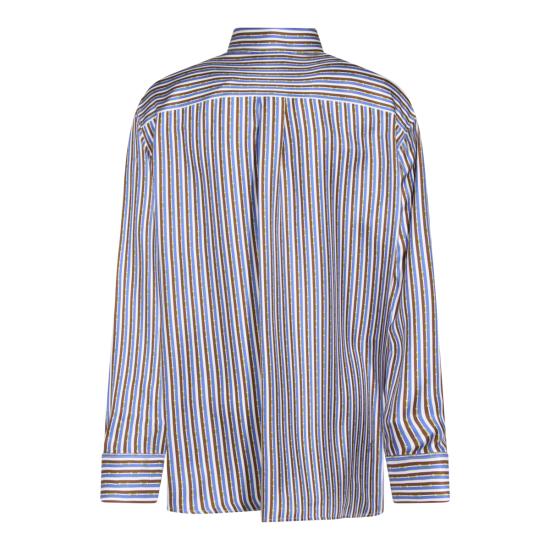 26SS 셀린느 실크 트윌 오버사이즈 셔츠 RC09Y2I73 GFQ2 BLUE BROWN IVORY - CELINE