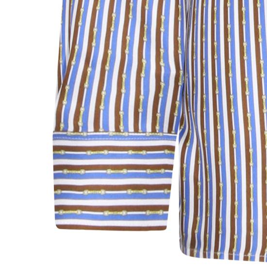 26SS 셀린느 실크 트윌 오버사이즈 셔츠 RC09Y2I73 GFQ2 BLUE BROWN IVORY - CELINE