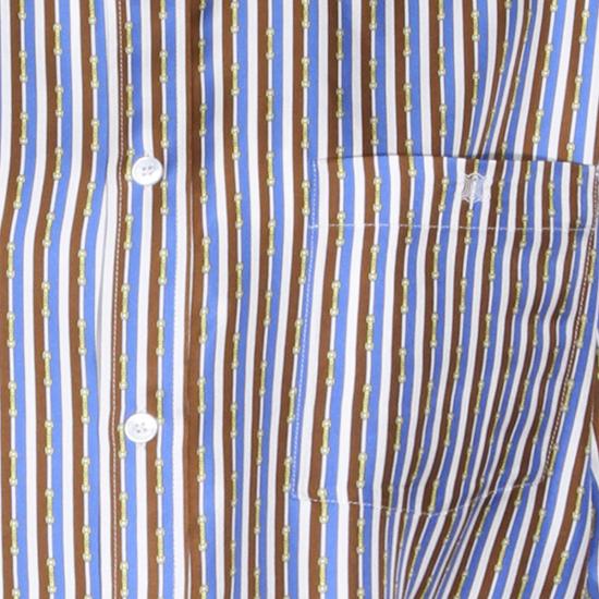 26SS 셀린느 실크 트윌 오버사이즈 셔츠 RC09Y2I73 GFQ2 BLUE BROWN IVORY - CELINE