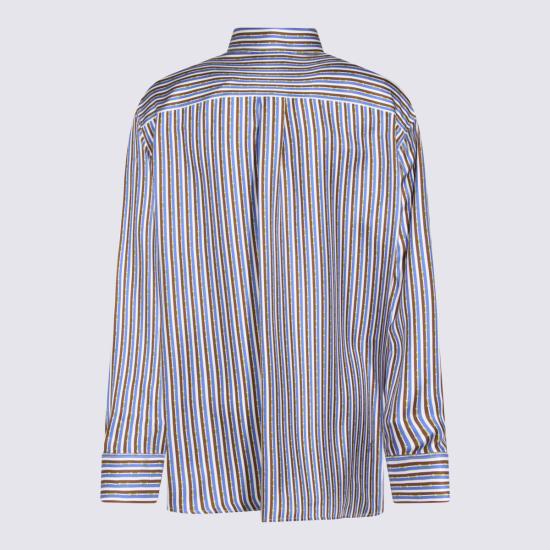 26SS 셀린느 실크 트윌 오버사이즈 셔츠 RC09Y2I73 GFQ2 BLUE BROWN IVORY - CELINE