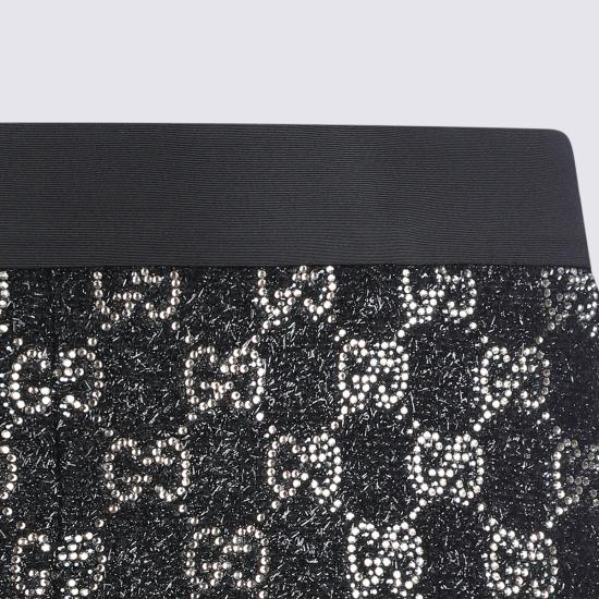 26SS 구찌 자수 울 트위드 라메 쇼츠 853382 ZARWY1000 Black - GUCCI