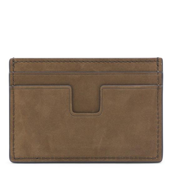 26SS 톰포드 누벅 T 라인 클래식 카드 홀더 Y0232 LCL504SEBU TOBACCO - TOMFORD