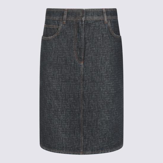 26SS 펜디 FF 데님 스커트 FLQ604 AW82F1UKI BLUEBERRY - FENDI