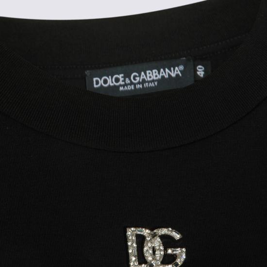 26FW 돌체앤가바나 크리스탈 DG 로고 코튼 티셔츠 F8N08Z G7B3UN0000 Nero - DOLCE & GABBANA