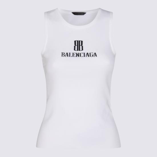25FW 발렌시아가 민소매 티셔츠 835500 T52319040 WHITE BLACK - BALENCIAGA