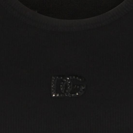 26SS 돌체앤가바나 DG 자수 & 라인스톤 립 탱크탑 F8V40Z GDDL8N0000 Nero - DOLCE & GABBANA