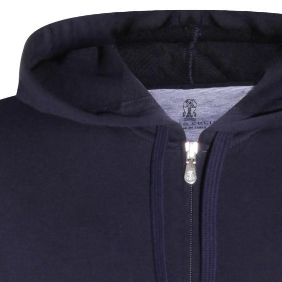 26SS 브루넬로 쿠치넬리 테크노 코튼 플리스 후드 집업 MW8639069G C6134 NAVY - BRUNELLO CUCINELLI