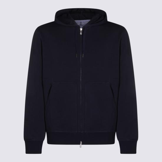 26SS 브루넬로 쿠치넬리 테크노 코튼 플리스 후드 집업 MW8639069G C6134 NAVY - BRUNELLO CUCINELLI