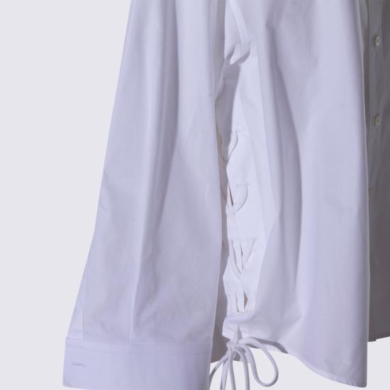 26SS 발렌시아가 레이스 업 셔츠 857835 TRM289000 WHITE - BALENCIAGA
