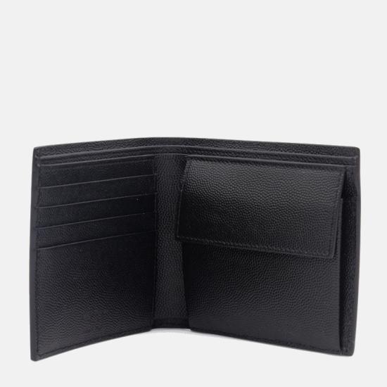 26SS 생로랑 그랑 드 뿌드르 엠보스드 레더 이스트/웨스트 동전 반지갑 396303 BTY0N1000 BLACK SILVER - SAINT LAURENT