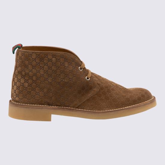 25FW 구찌 웹 앵클 부츠 831283 AAEYC2842 TOBACCO - GUCCI