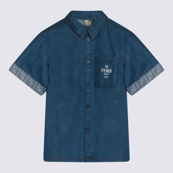 26SS [키즈] 펜디 데님 셔츠 JMC212 AVWIF0QG0 DARK BLU