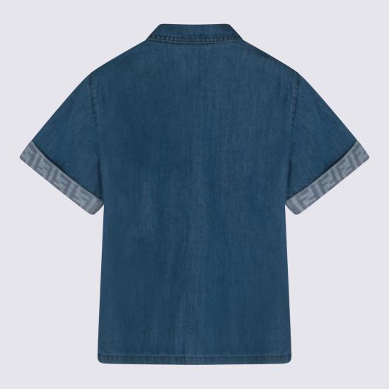 26SS [키즈] 펜디 데님 셔츠 JMC212 AVWIF0QG0 DARK BLU - FENDI