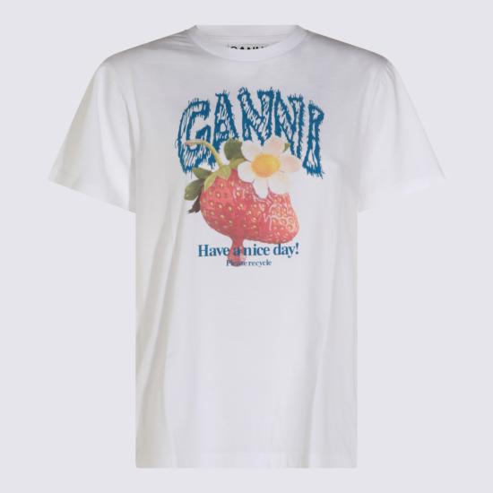 26FW 가니 반팔 티셔츠 A1050201 151 Bright White - GANNI