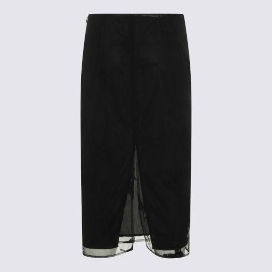 26SS 블루마린 미디 스커트 P644G123A F0990 Black - BLUMARINE